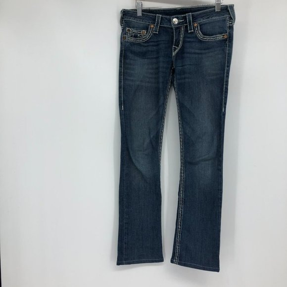 True Religion Vintage Wash Y2K low rise boot cut blue jeans 27 - Picture 2 of 16